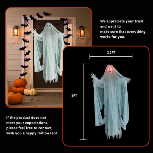 White 6FT Hanging Ghosts Halloween Decoration C801488