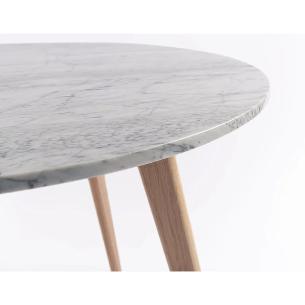 White and Beige Round Marble Dining Table F855923