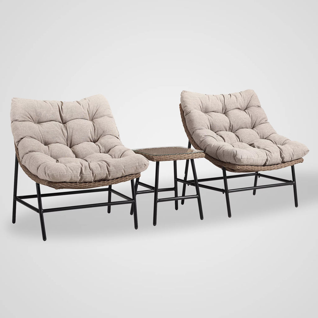 Outdoor Patio Papasan Chair Set with End Table O807851