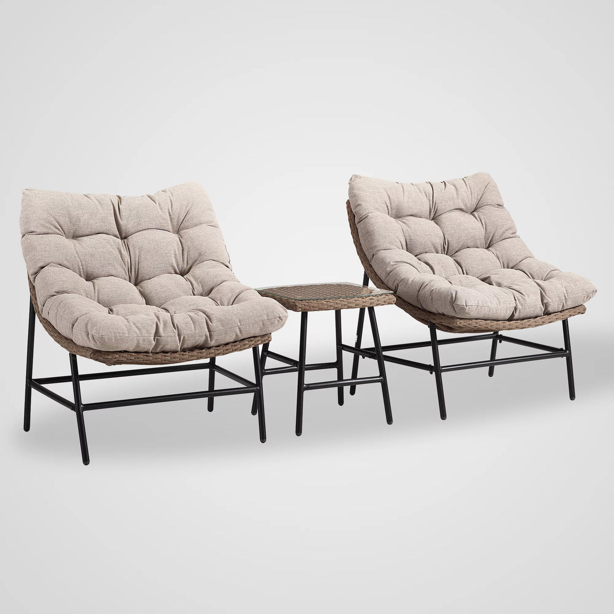 Outdoor Patio Papasan Chair Set with End Table O807851