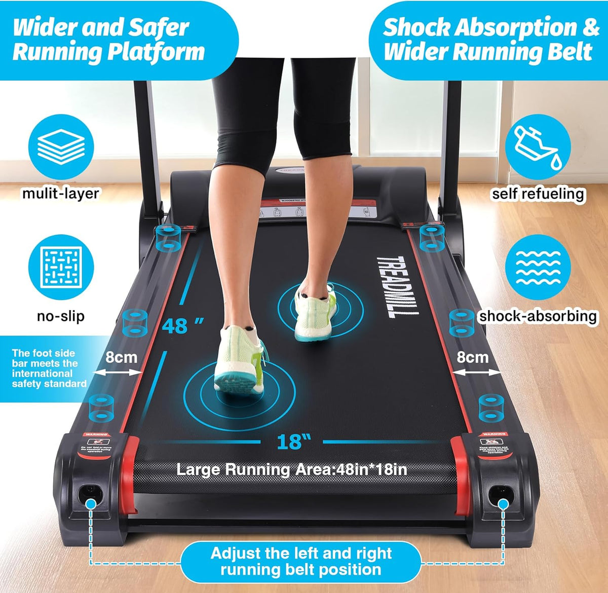 3.5 HP Quiet Brushless Folding Treadmill with 48x18in Running Area K645590