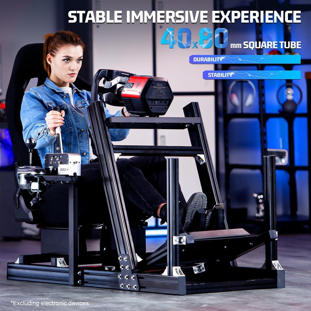 Racing Simulator Cockpit with Monitor Stand and Black Seat Z9139
