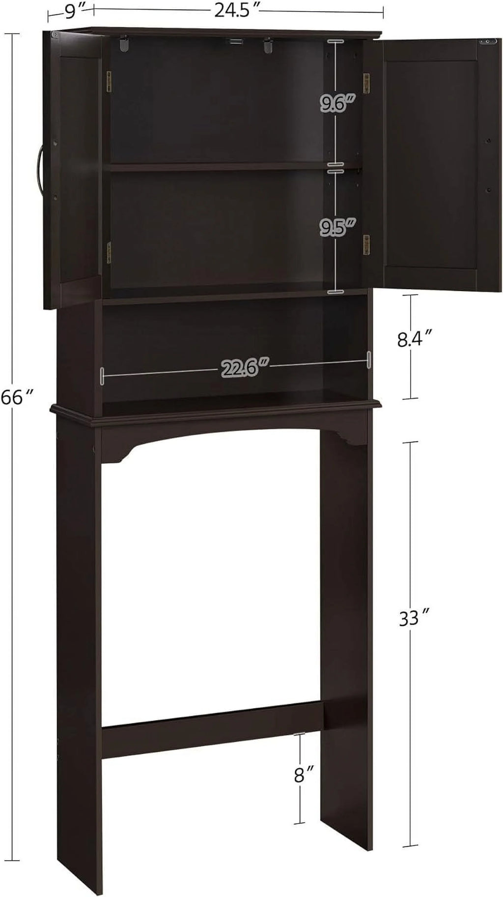 Over The Toilet Storage Cabinet Bathroom Organizer with Adjustable Shelf Y545192