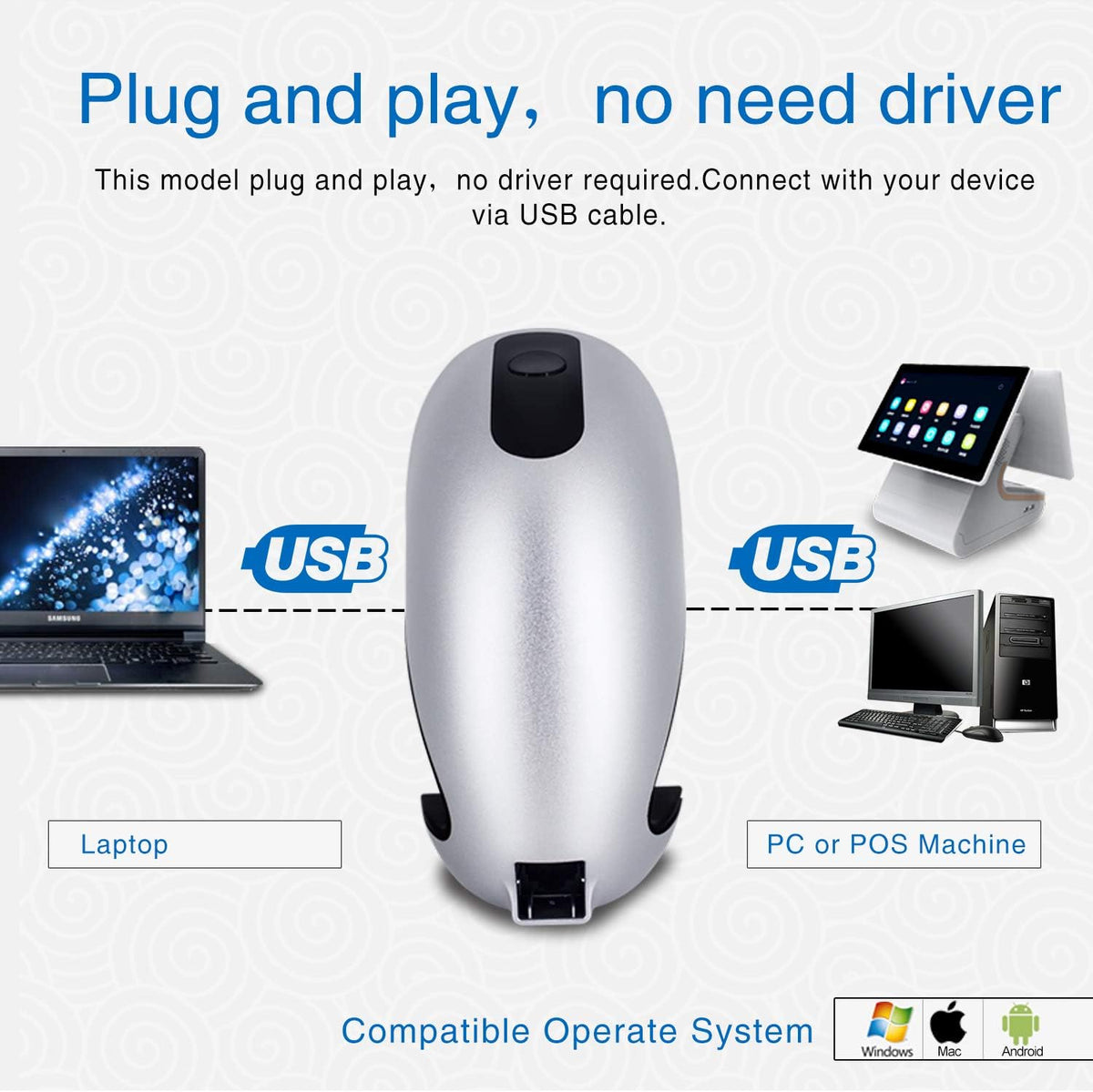 USB Hands-Free 2D Barcode Scanner Pack of 2 D83767