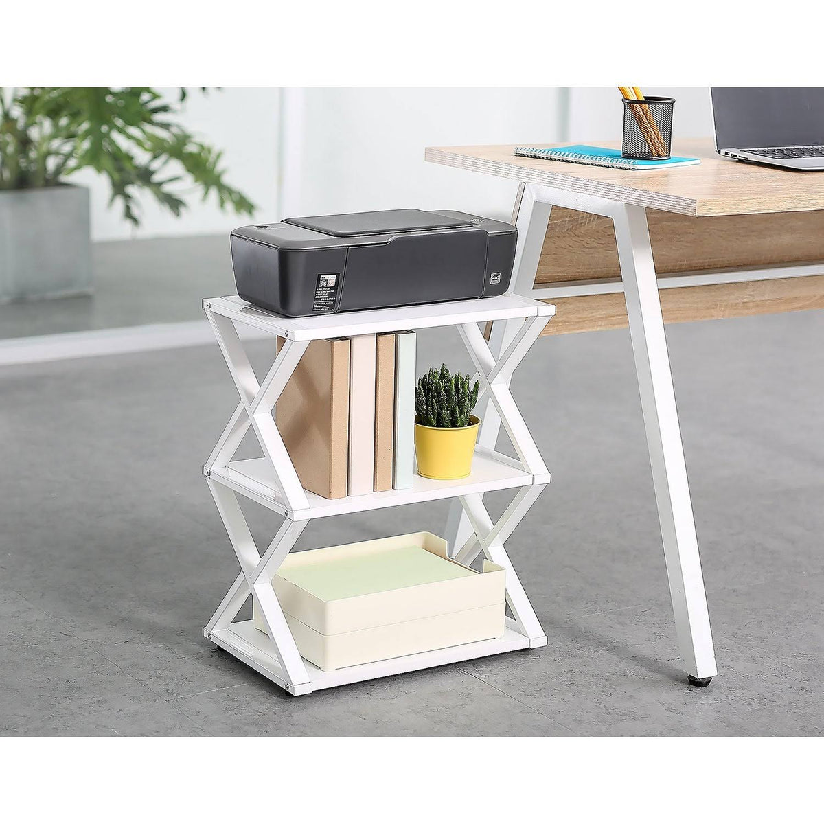 3 Tiers Wood and Metal Printer Stand E592