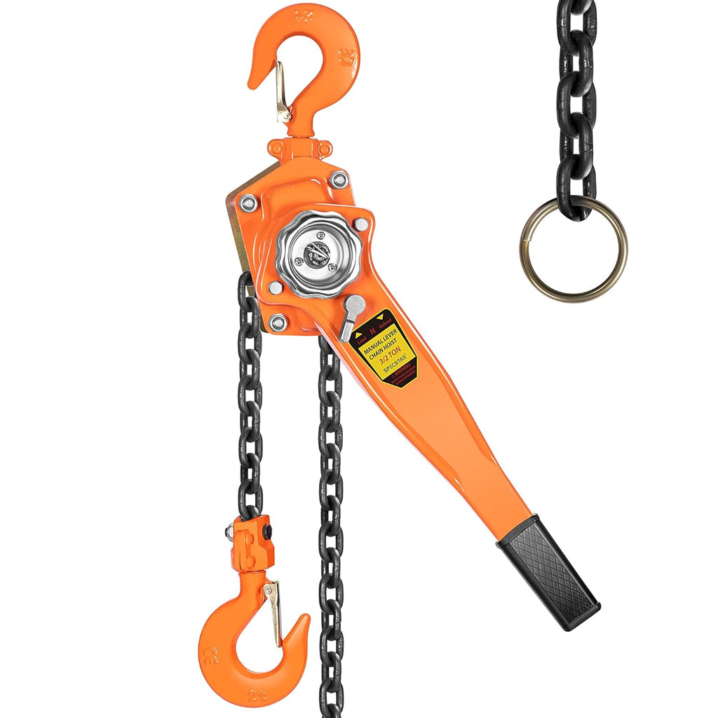 3/4 Ton Capacity 5 Feet Lever Chain Hoist with 2 Hooks J53385
