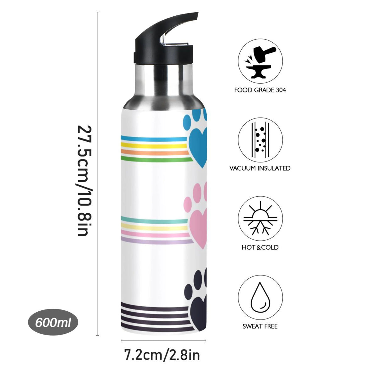 Stainless Steel Water Bottle with Straw Lid 20 OZ J6420