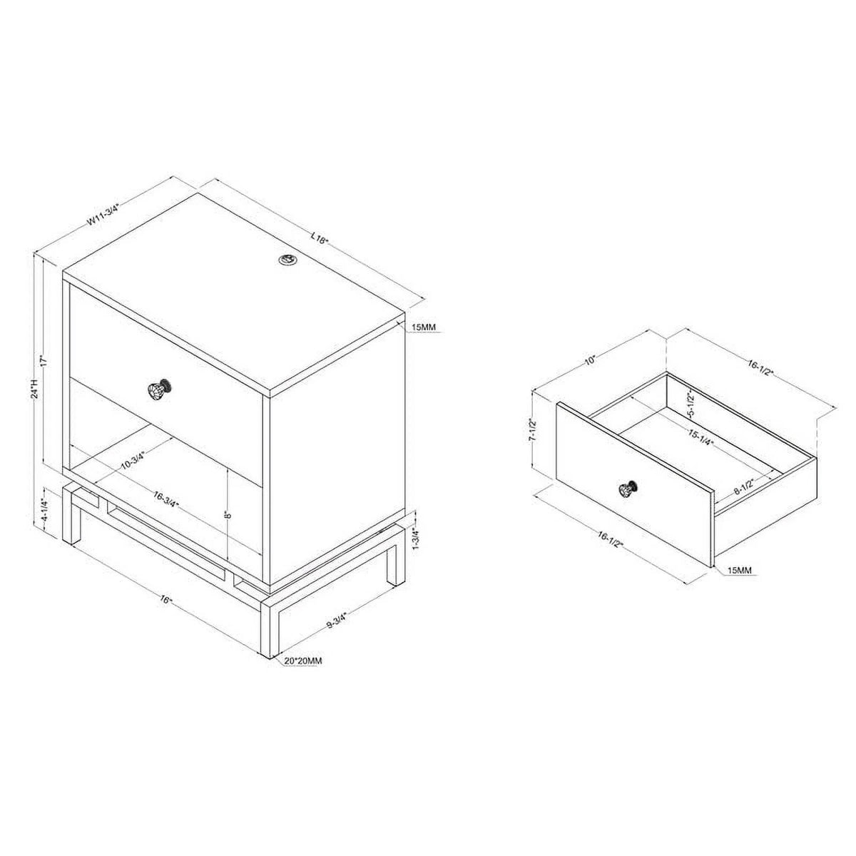 Light Gray Wood End Table with USB Port, Set of 2 N379324