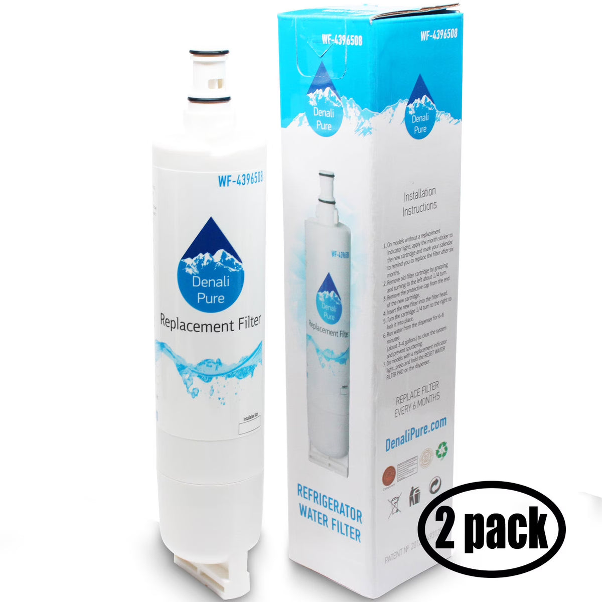 2-Pack Refrigerator Water Filter Cartridge T8412