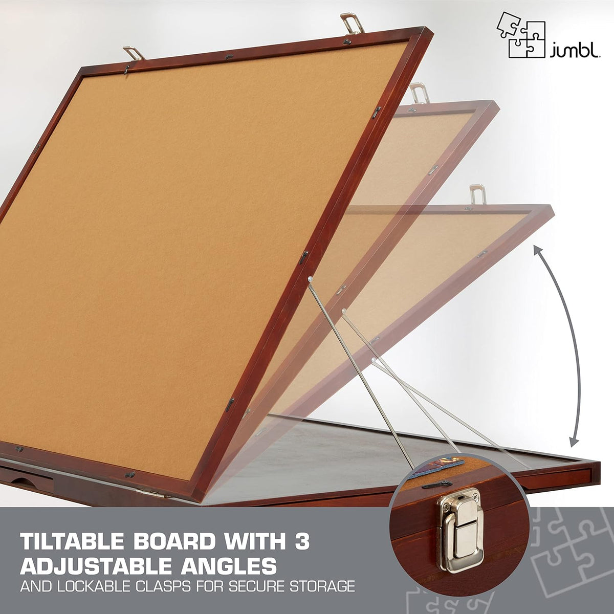 1500-Piece Tilting Puzzle Board with Felt Surface, 6 Removable Sorting Drawers, 27” x 35” Wooden Jigsaw Puzzle Table R962
