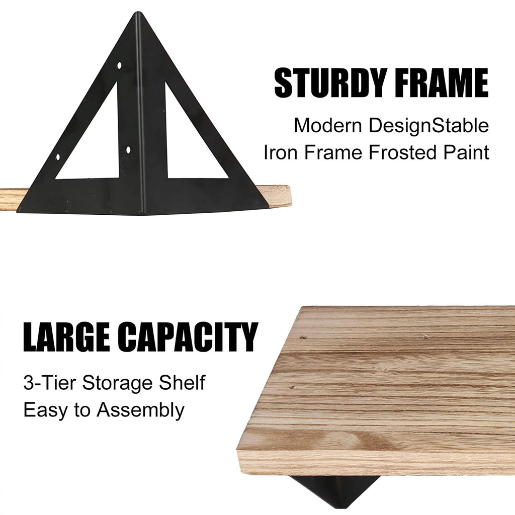 Set of 3 Solid Wood Wall Mounted Floating Shelf U75439