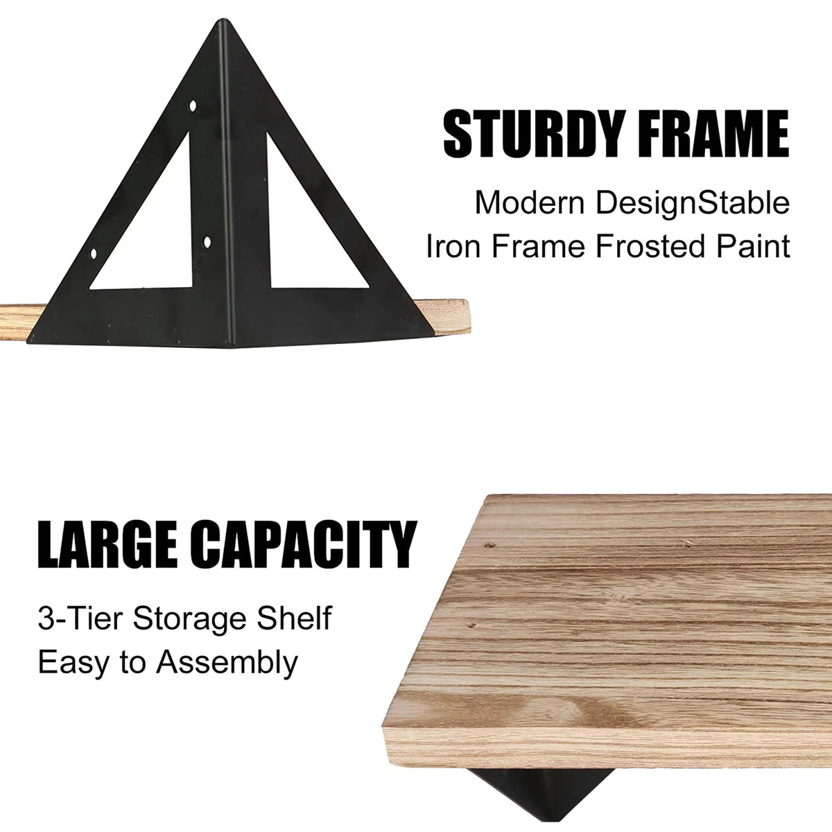 Set of 3 Solid Wood Wall Mounted Floating Shelf U75439
