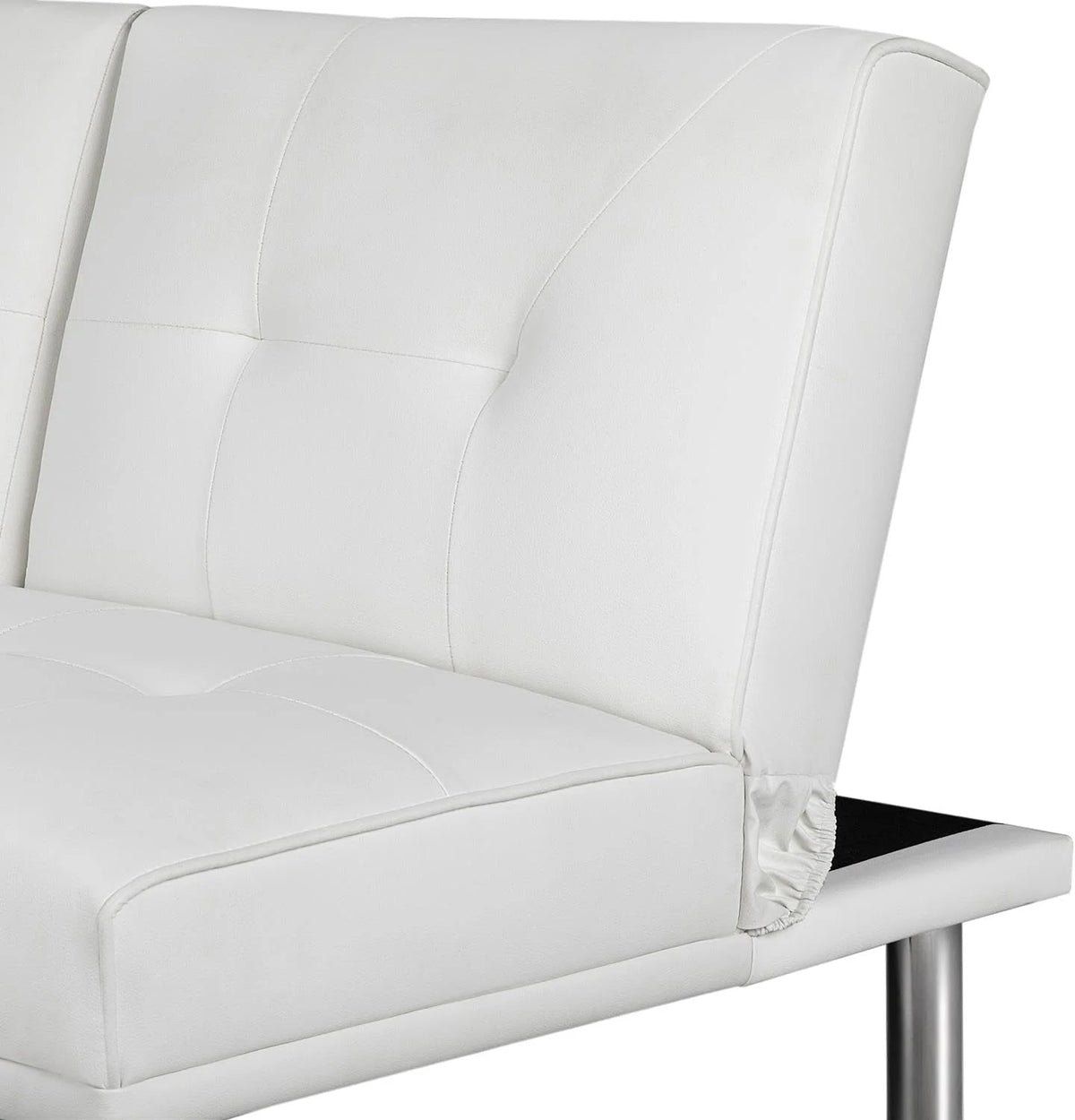 White Faux Leather Futon Set Convertible Sleeper Loveseat Daybed C815794