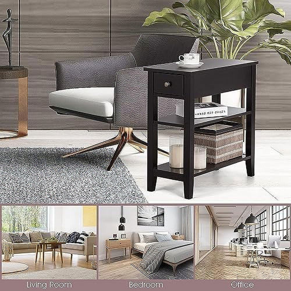 Narrow End Table with Drawer and 2 Open Shelves Z3444
