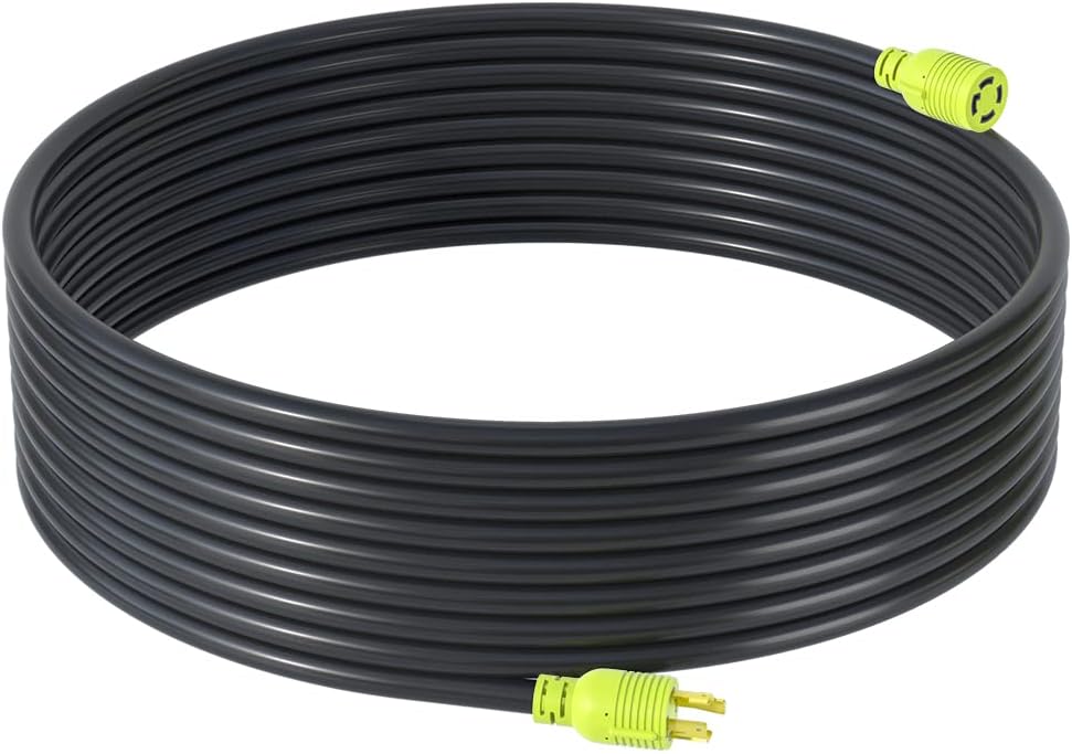 4 Prong 30 Amp Generator Extension Cord, NEMA L14-30P/L14-30R, 10 Gauge SJTW, Twist Lock Plug, 125/250V, 7500W, 20FT, Pack of 2 R36294