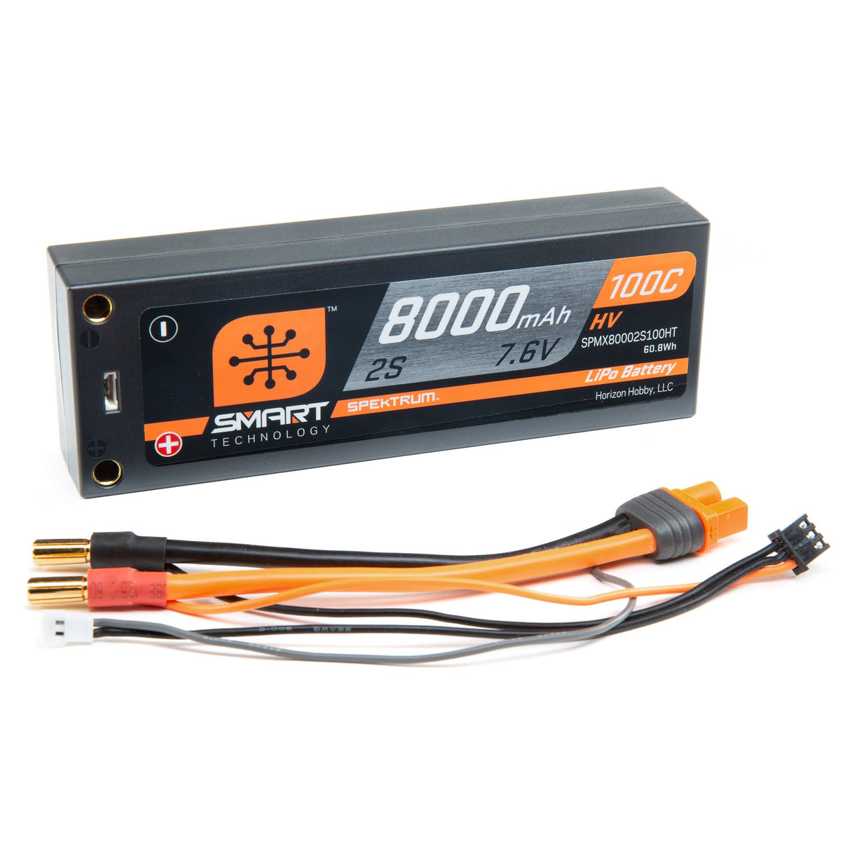 8000mAh 2S 7.6V 100C Smart HV Lipo Case 5mm Tubes S1626