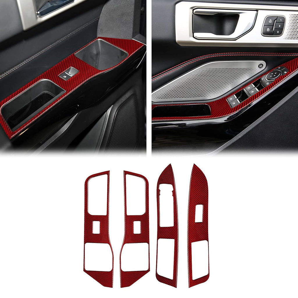 Carbon Fiber Window Lift Switch Panel Cover Trim Pack of 2 B382011