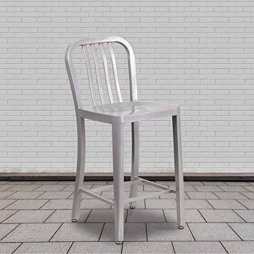 2 Pack Silver Metal Counter Height Stool I873