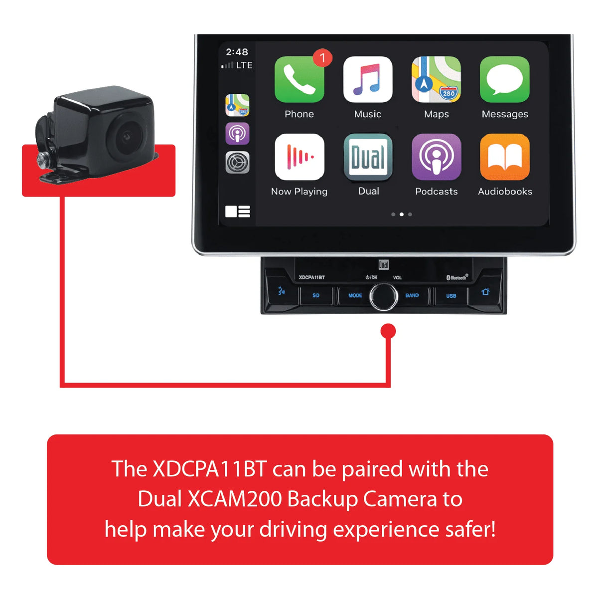 10.1 Double DIN Car Stereo with Apple CarPlay Android Auto C368026