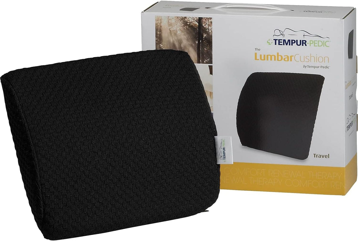 Black Travel Lumbar Cushion with Fabric Cover V7678