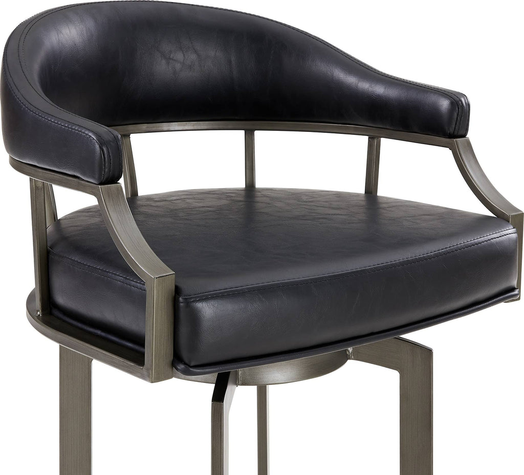Mineral and Black Faux Leather Swivel Bar Stool H1027