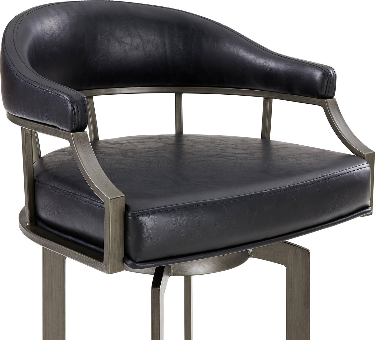 Mineral and Black Faux Leather Swivel Bar Stool H1027