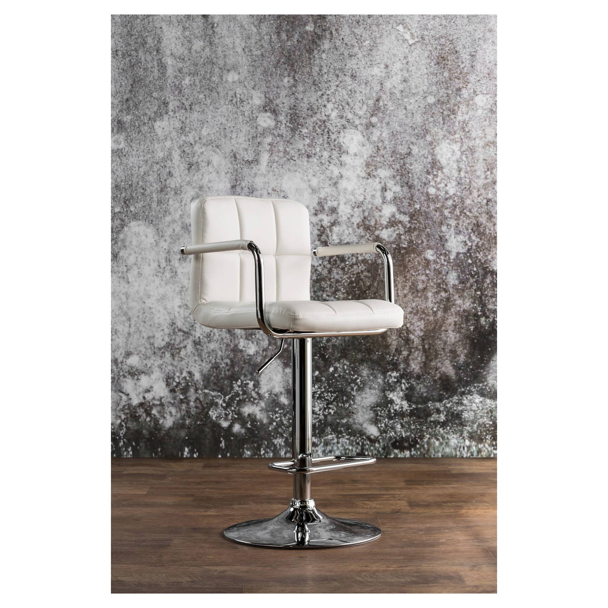 Adjustable Swivel Barstool with Arms White U273322