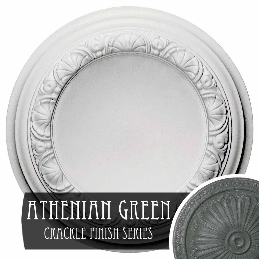 12 1/2 inch x 1 1/2 inch Hand-Painted Green Crackle Ceiling Medallion Q6513
