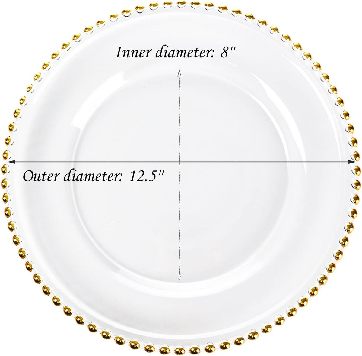 6 Pcs Clear Acrylic Charger Plates with Gold Bead I418
