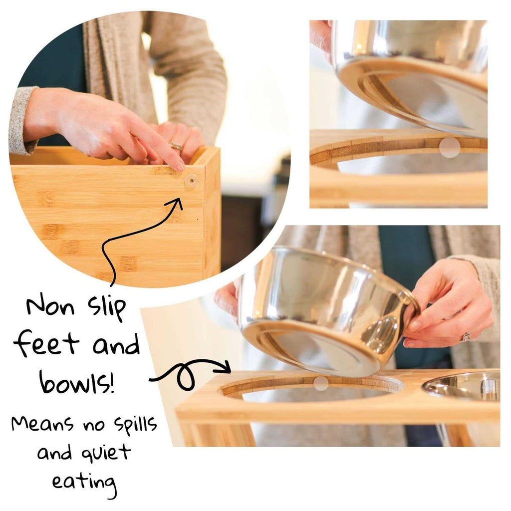 Elevated Dog Bowl Stand with 4 Stainless Steel Bowls F234