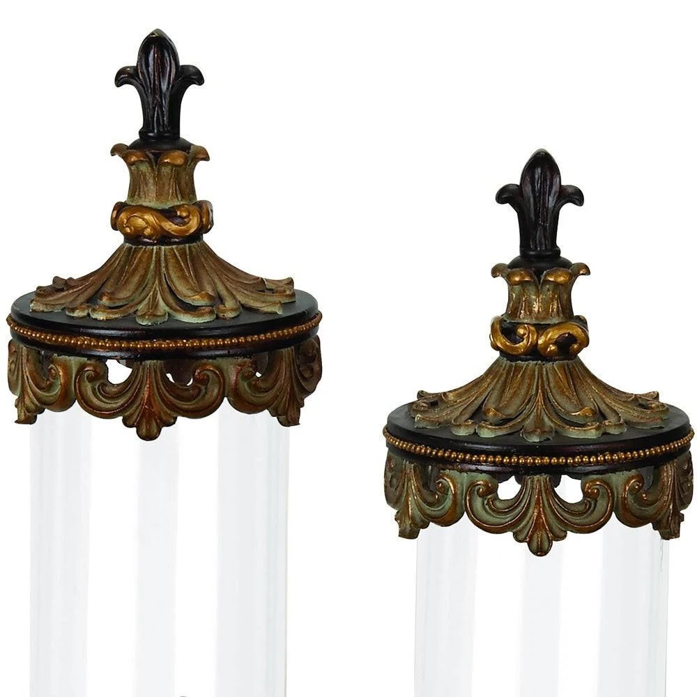 Antiqued Gold 3-Piece Glass Cylinder Canister Set K408497