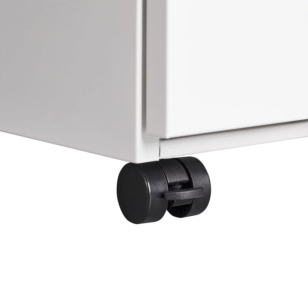 3 Drawer White Mobile File Cabinet with Lock U591