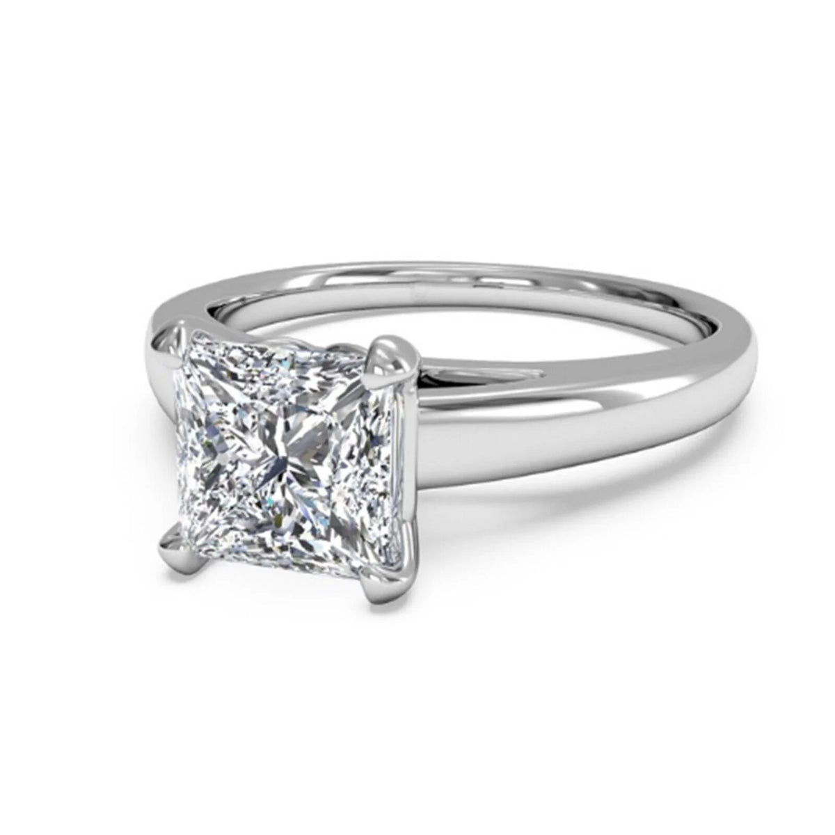 18K White Gold Plated Sterling Silver Moissanite Ring L281