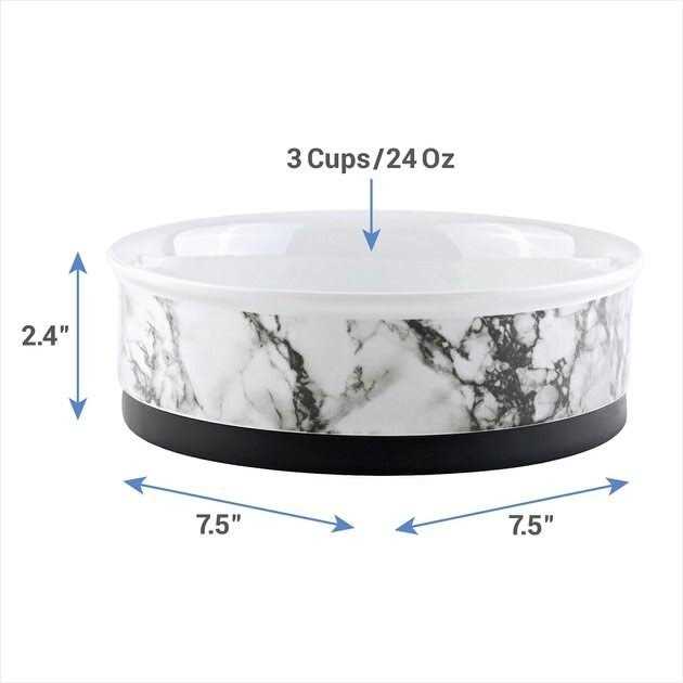 White Marble Pet Bowl Set of 2 S6001