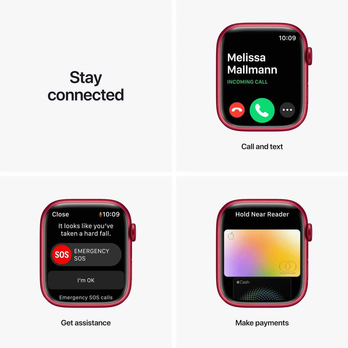 Red 45 mm Aluminum Case Smartwatch with Sport Band C34122