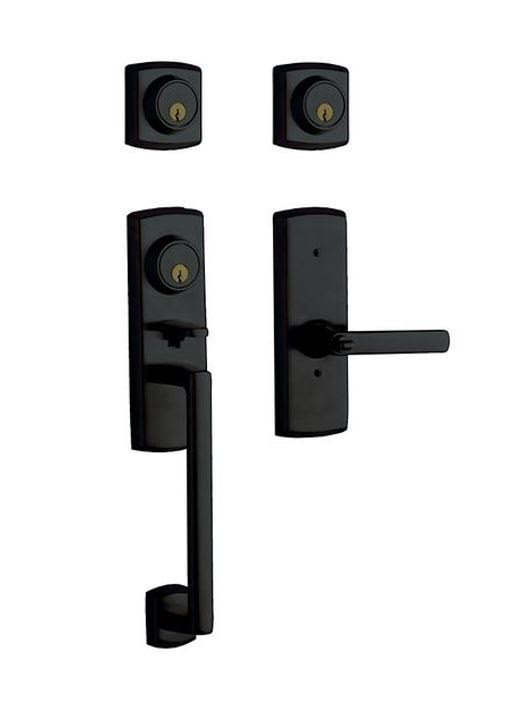 Satin Black Double Cylinder Handleset Lever E4387