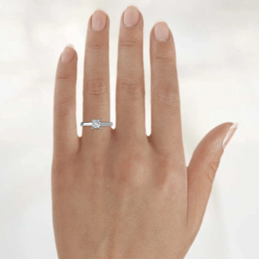 18K White Gold Plated Sterling Silver Moissanite Ring L281