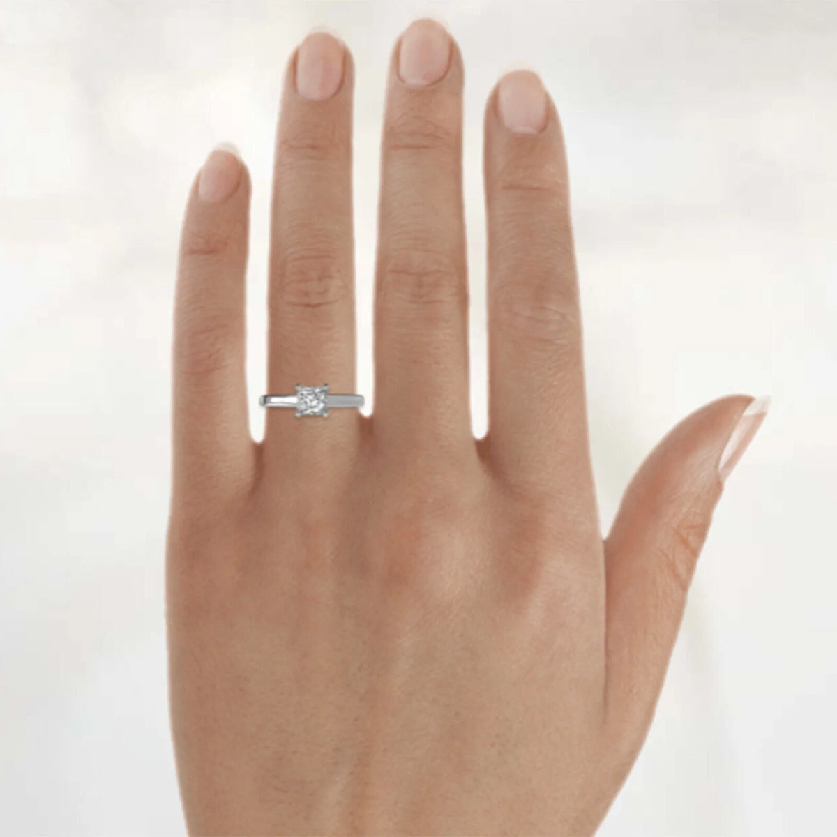 18K White Gold Plated Sterling Silver Moissanite Ring L281