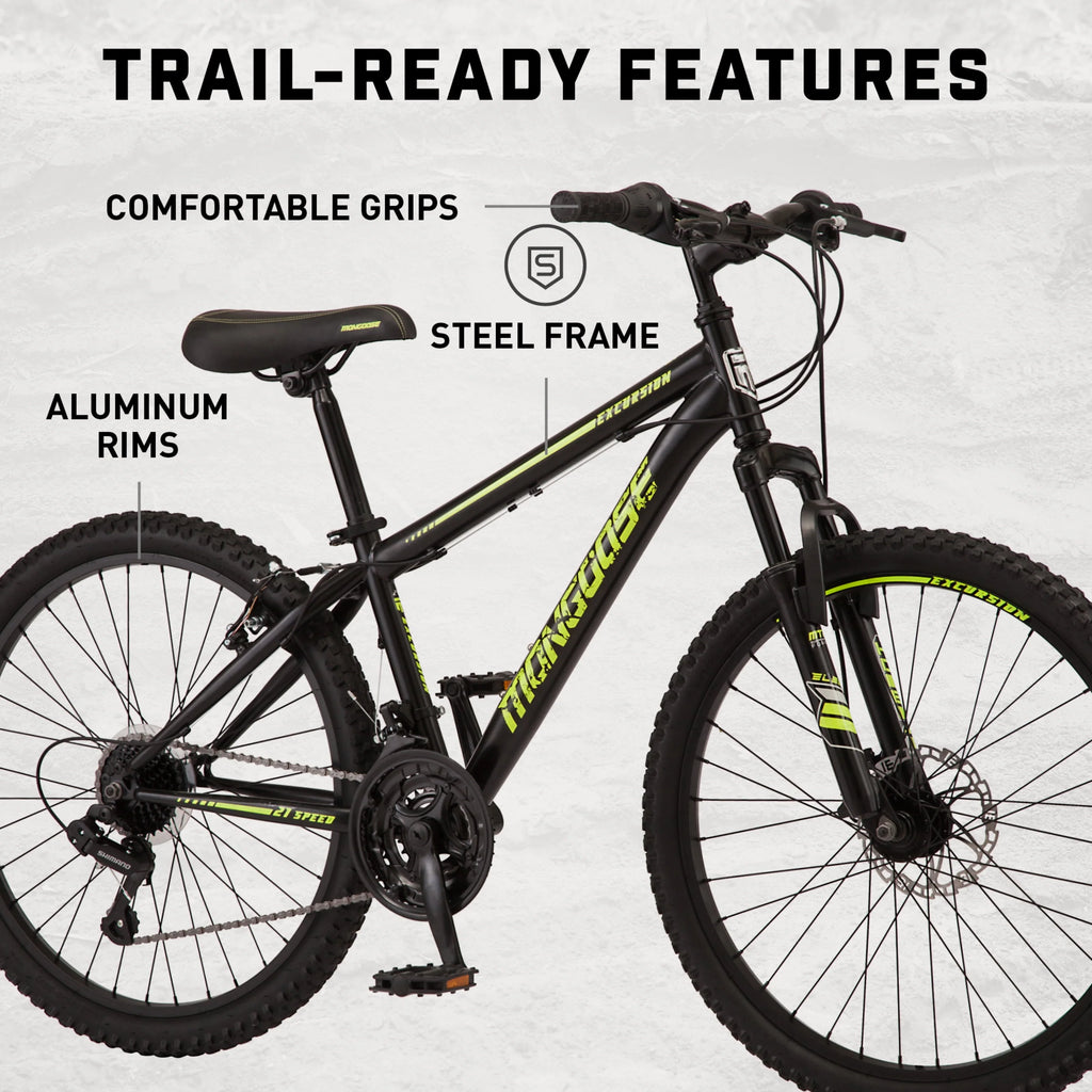 24-in. Mountain Bike, Black and Yellow, 21 Speeds M703870