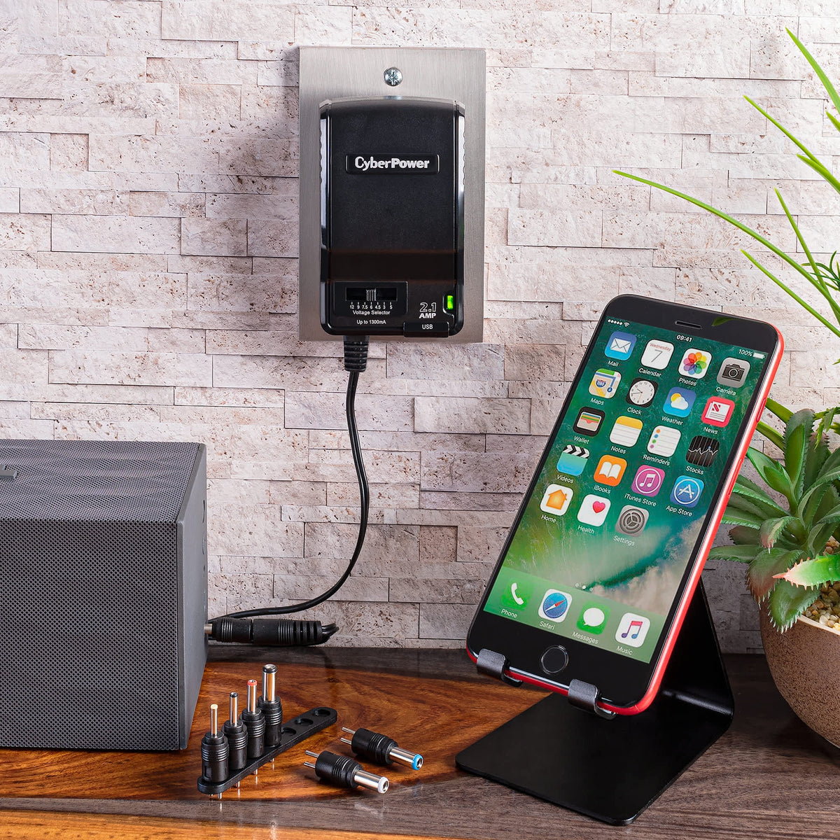 Universal Power Adapter 3 -12 Volt / 1300mA with Folding AC Plug and 2.1 Amp USB Charge Port D73794
