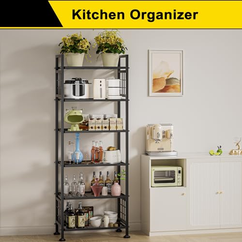 6-Wire Metal Standing Storage Shelf Rack Black V51295