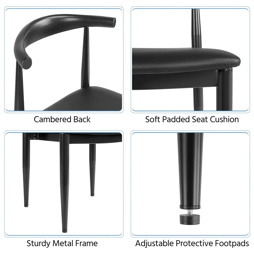 Black Fabric Leather Dining Chairs D2870