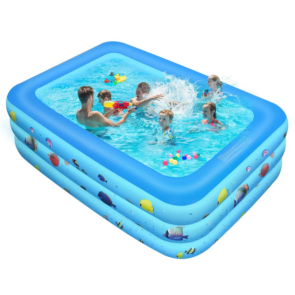 Inflatable Pool, Thickened Kiddie Pool, BPA-Free, 6.9 x 5 x 1.8 ft, Blue Q9938