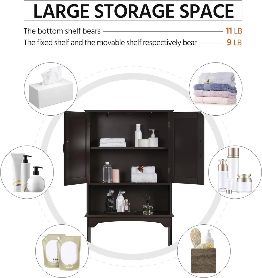 Over The Toilet Storage Cabinet Bathroom Organizer with Adjustable Shelf Y545192
