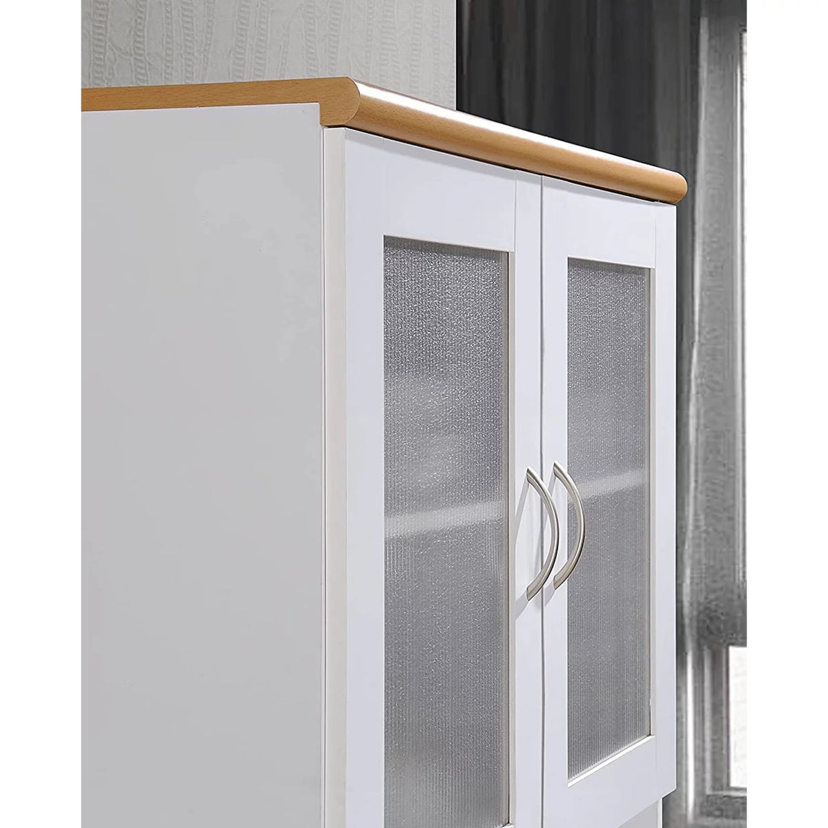 White Kitchen China Cabinet with Transparent Doors R3502
