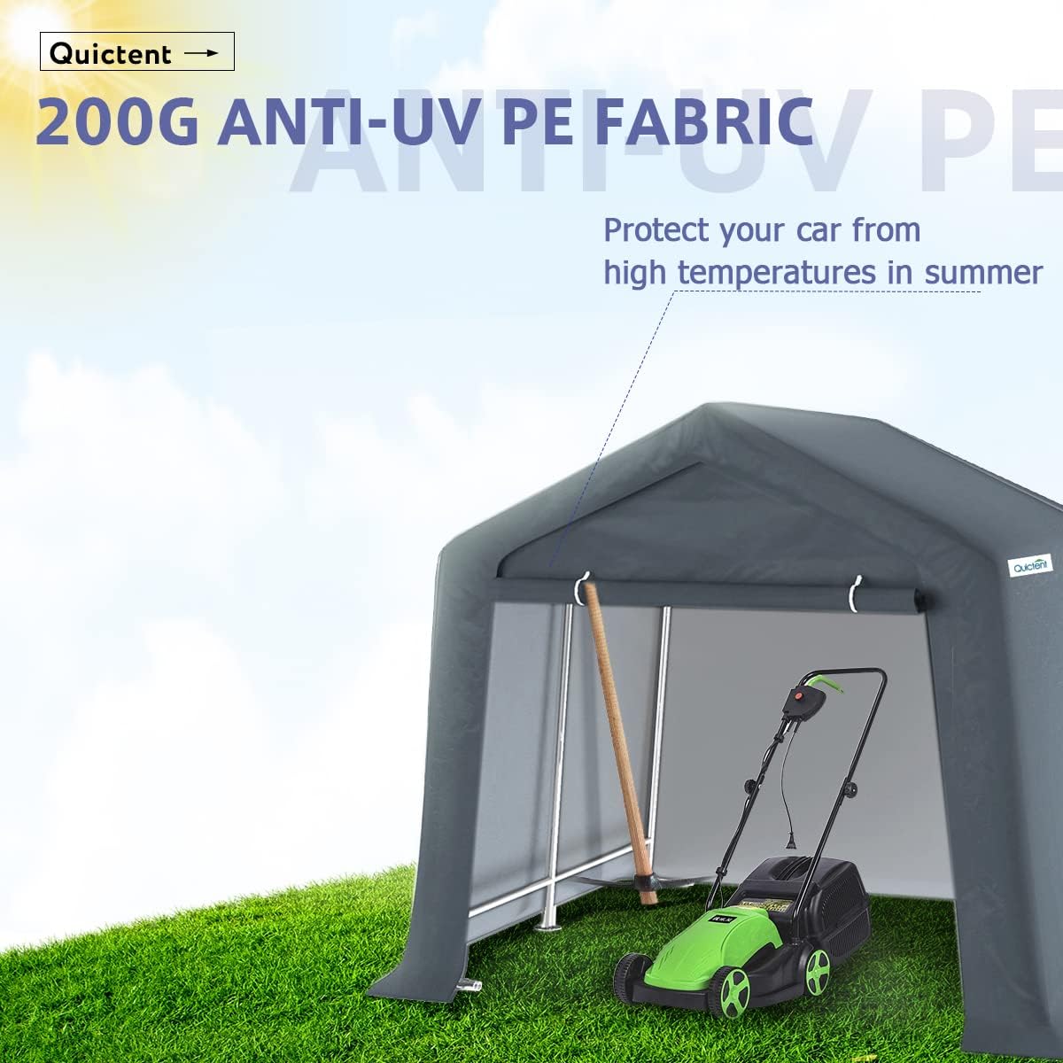 Heavy Duty 7 x 12ft Storage Shelter Carport Grey R1535