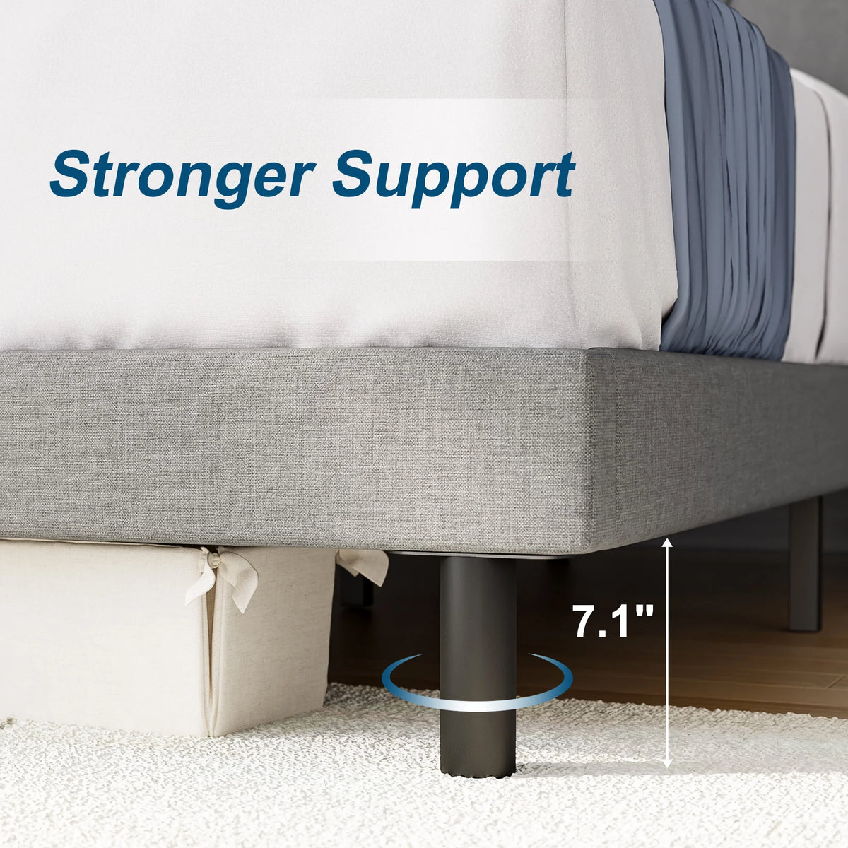 Queen Size Platform Bed with Fabric Upholstered Headboard M8323