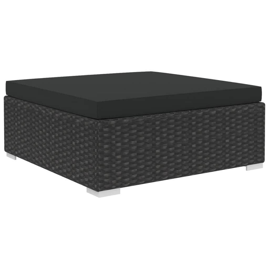 10 Piece Black Poly Rattan Outdoor Sectional Sofa Set Y29031