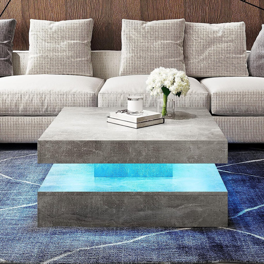 2 Tier Square LED Coffee Table with 16 RGB Lights P4501