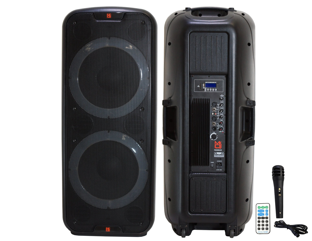 Dual 15” 3-Way Full-Range Powered and Passive DJ PA Bluetooth Loudspeaker W51085